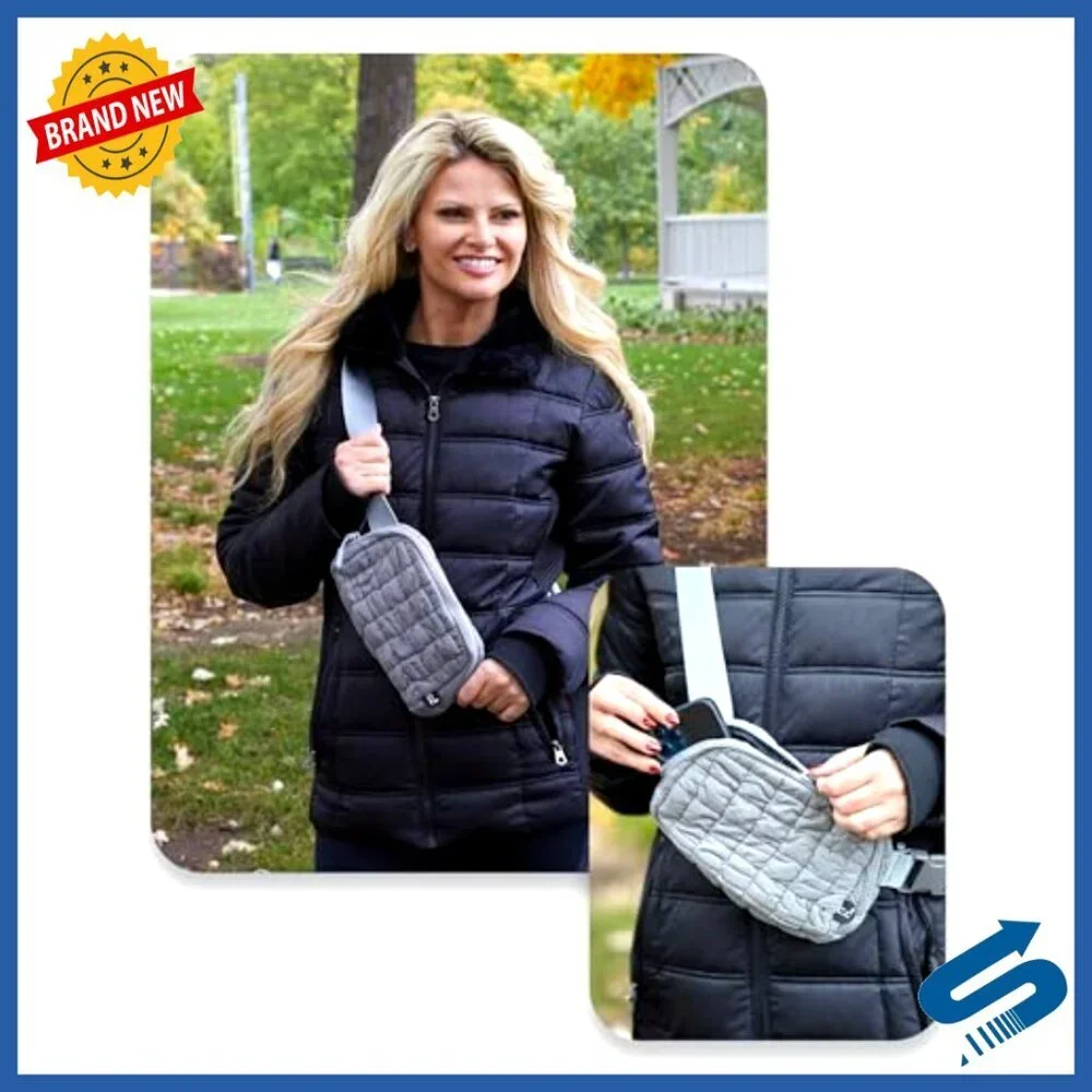 Quilted Puffer Fanny Pack Crossbody Bag Adjustable Waist Sling with Pockets